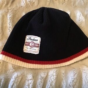 Black Beanie with Red and White Trim
